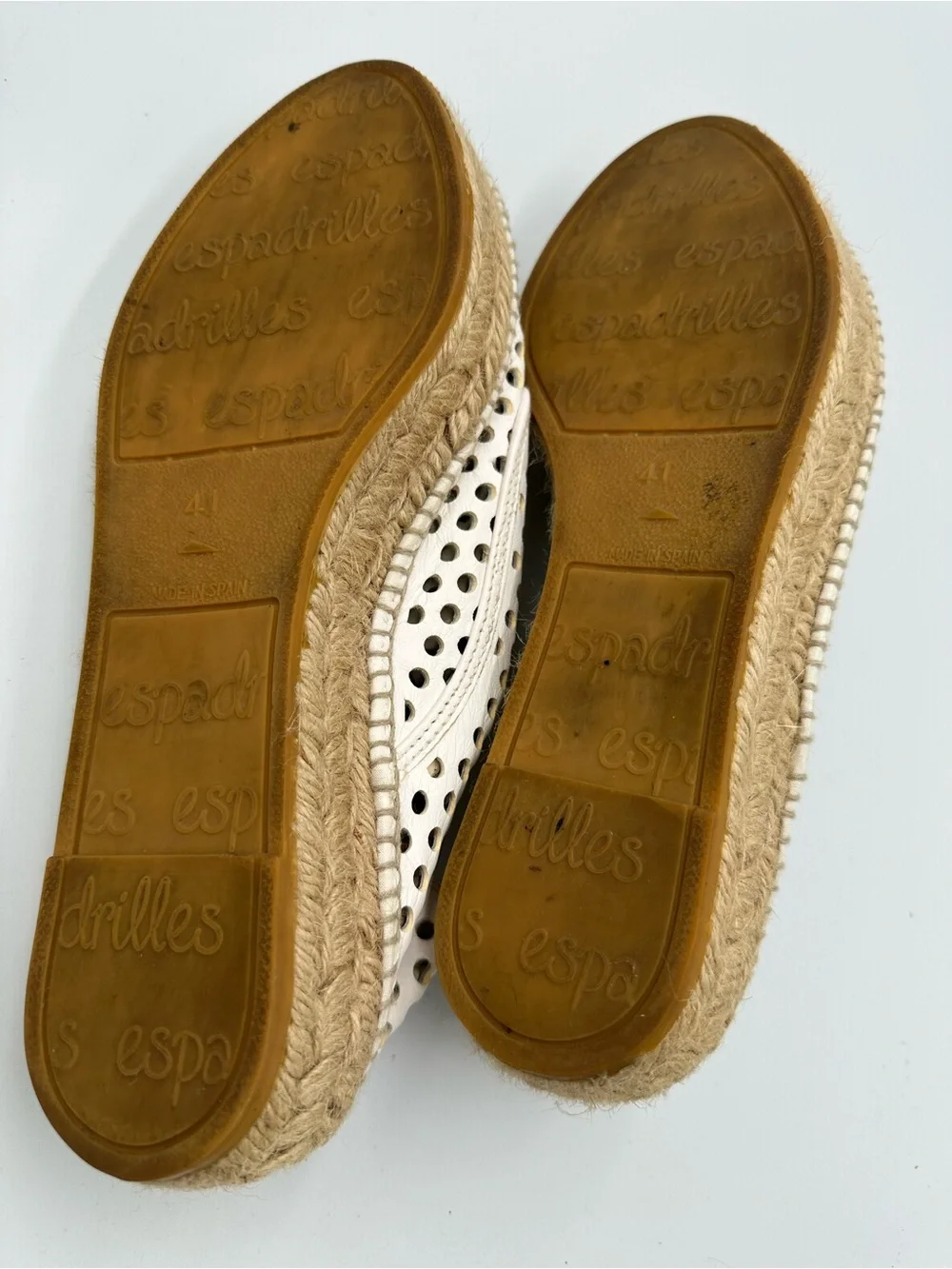 Loeffler Randall Women Size 41 White Alfie Perforated Leather Espadrille